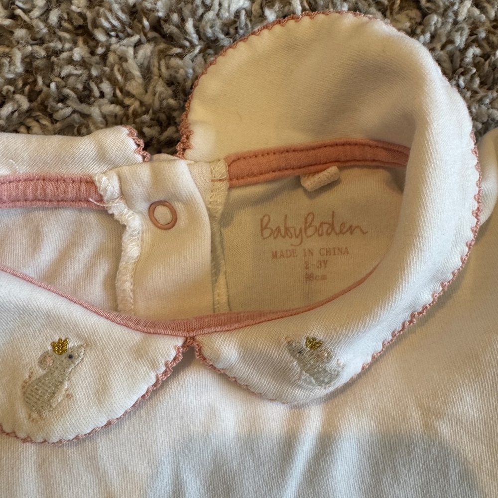 Baby Boden Mouse Long-Sleeve collared white Kids top
